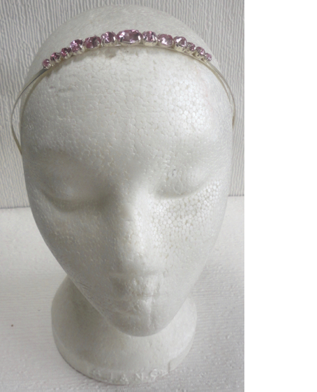 Silver & Pink Crystal Bridesmaid Head Band